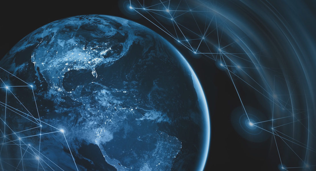 Image of Earth from Space with Computer Network