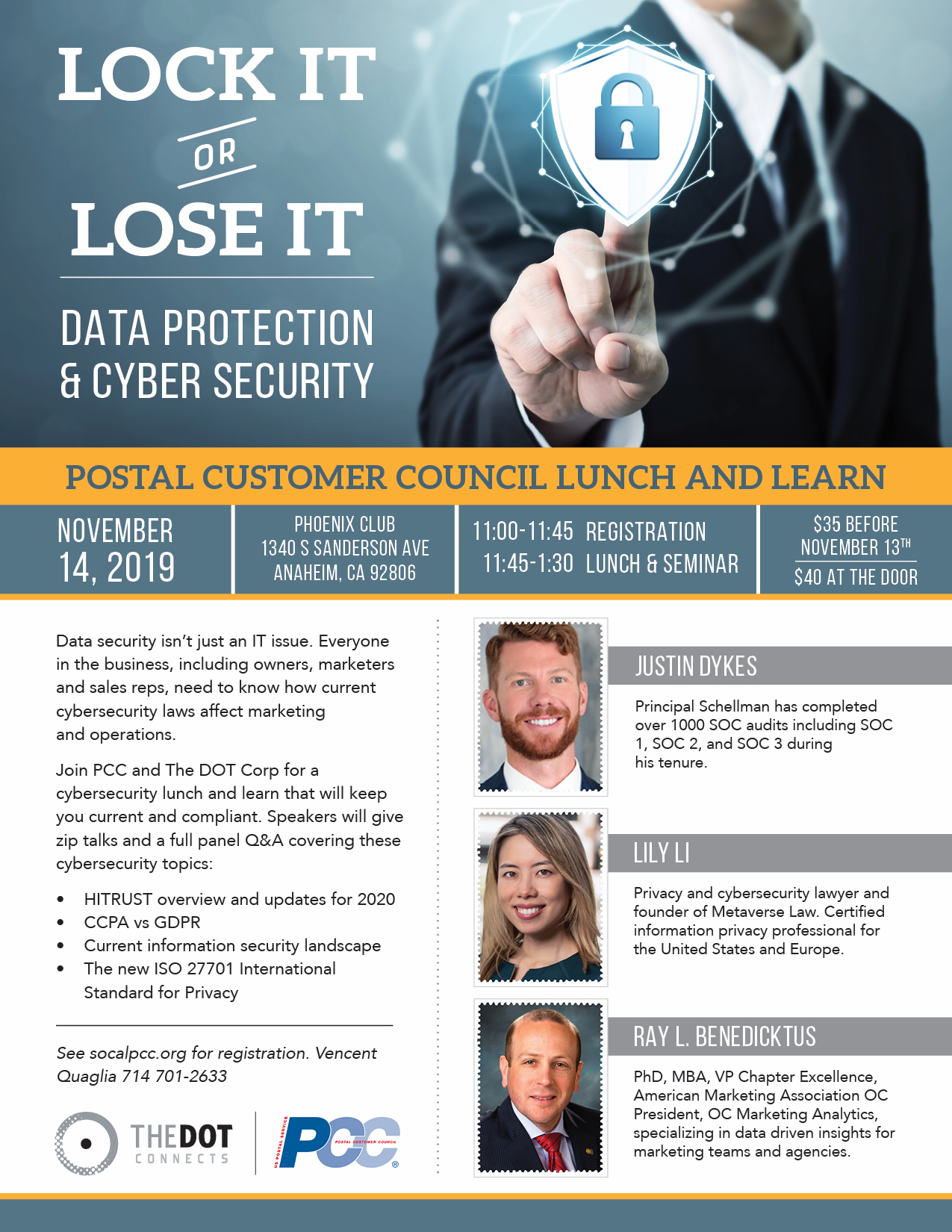 Postal Customer Council Flyer - Data Protection Lunch and Learn on November 14