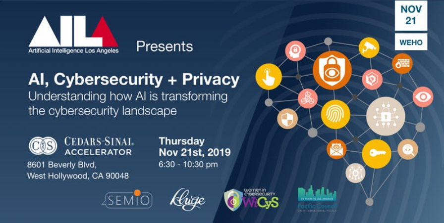 AL, Cybersecurity + Privacy event flyer