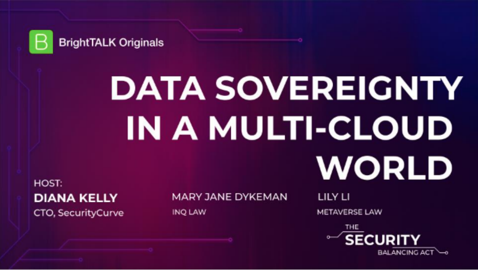 Banner for a BrightTALK Original event - Data Sovereignty in a Multi-Cloud World.