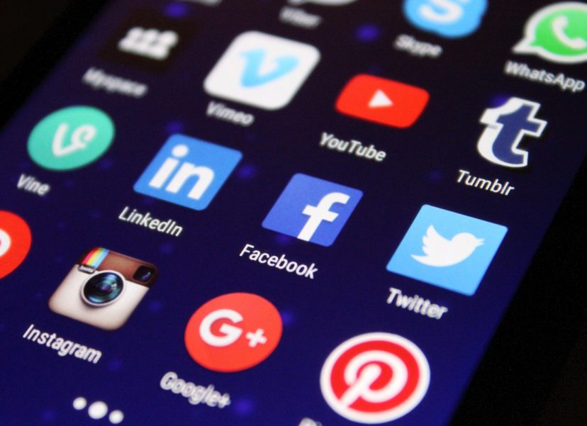 Social media apps on the screen of an electronic device